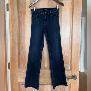 J BRAND Maria Flare Dark Wash Denim Jeans w. Raw Hem